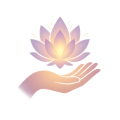 Soft golden lotus resting in an open hand, radiating warmth, safety, and gentle spiritual offering