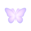 Soft lavender butterfly glowing with gentle white light, symbolizing safety, quiet transformation, and tender emergence